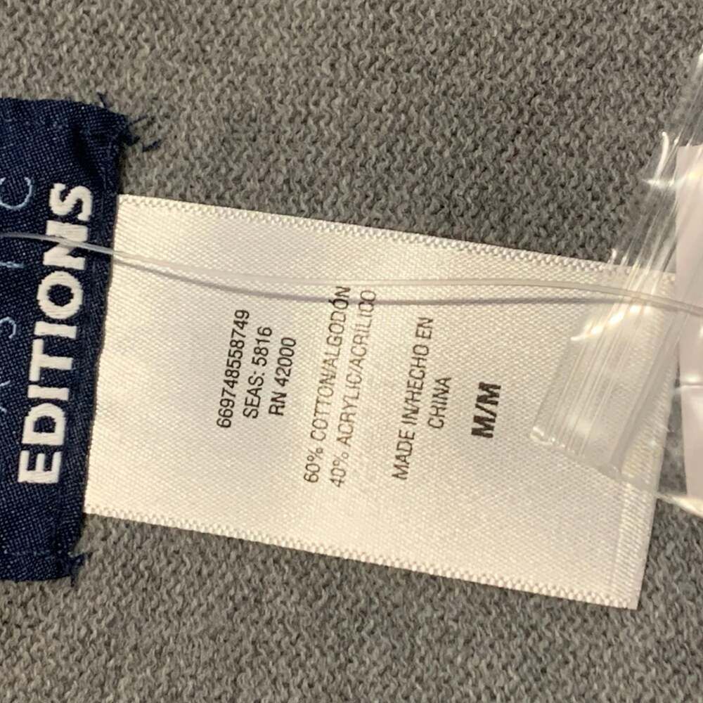 Basic Editions Gray V-Neck Cardigan, Button-Front Knit, Size M - Picture 3 of 7
